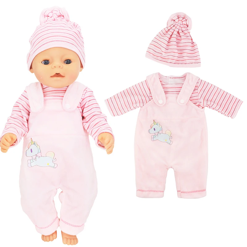 18 Inch Baby Doll Winter Clothes Set Crochet Sweater Scarf Hat Gloves New Year Apparel for 43 Cm Girl Dolls
