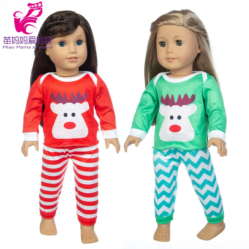 18 Inch Baby Doll Winter Clothes Set Crochet Sweater Scarf Hat Gloves New Year Apparel for 43 Cm Girl Dolls