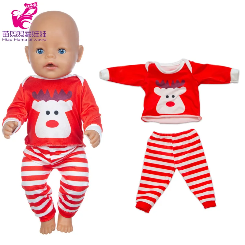 18 Inch Baby Doll Winter Clothes Set Crochet Sweater Scarf Hat Gloves New Year Apparel for 43 Cm Girl Dolls