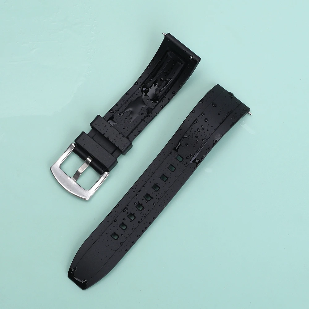 Quality Fluoro Rubber Watch Strap 18mm 19mm 20mm 21mm 22mm 24mm Sport Watchband Black Green Wristband With Quick Release Band