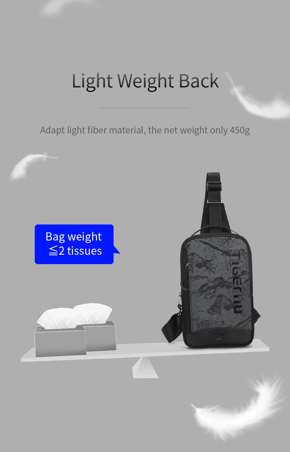 Tigernu Chest Bags For Men Cool Style Men Shoulder Bag 9.7inch IPad Bag Casual Male Crossbody Bag Lightweigt Mini Bags Messenger
