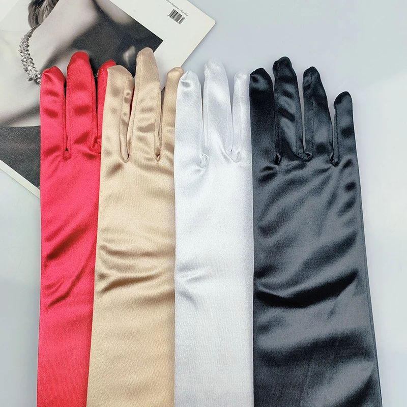 65CM 70CM Lengthen Satin Gloves Women Wedding Evening Party Etiquette Long Gloves Performance Clothing Accessories Mittens T181
