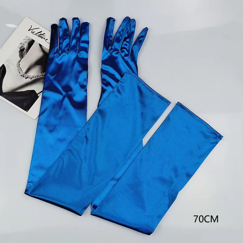 65CM 70CM Lengthen Satin Gloves Women Wedding Evening Party Etiquette Long Gloves Performance Clothing Accessories Mittens T181