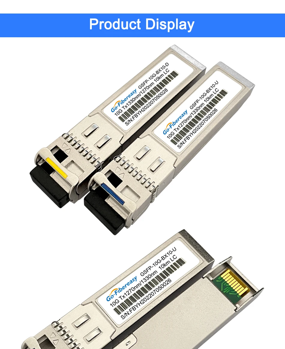 10Gb BiDi SFP Transceiver Module 10km,20km/40km/60km 10Gbase-BX T1270/R1330nm LC WDM Optical Module For Mikrotik/Huawei Switch