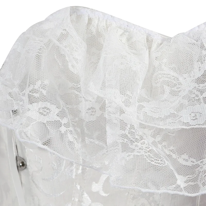 Lace Sleeves Off Shoulder Floral Overbust Corset Princess Elegant Corsets Victorian Women Sexy Bustier Showgirl Party Costume