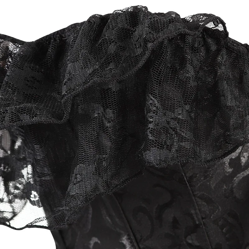 Lace Sleeves Off Shoulder Floral Overbust Corset Princess Elegant Corsets Victorian Women Sexy Bustier Showgirl Party Costume