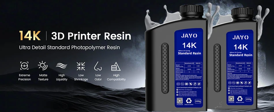 JAYO Standard/ABS-Like/PA-Like/High Temp/Though Resin 10KG 395-405nm UV Curing  Photopolymer Rapid Resin for LCD/DLP 3D Printer