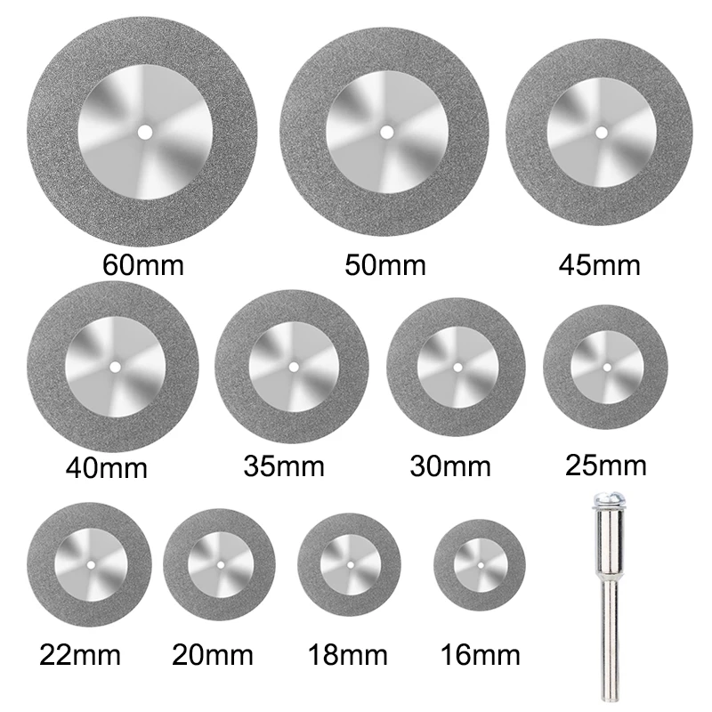XCAN Mini Diamond Saw Blade 16-60mm Diamond Cutting Disc With Mandrel For Dremel Rotary Tools Grinding Wheel 5pcs