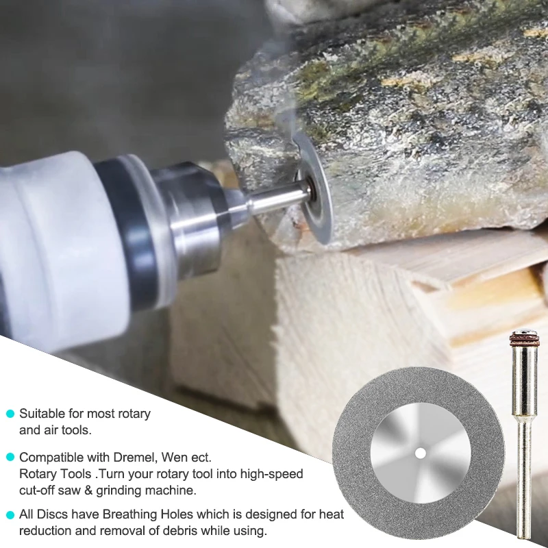 XCAN Mini Diamond Saw Blade 16-60mm Diamond Cutting Disc With Mandrel For Dremel Rotary Tools Grinding Wheel 5pcs