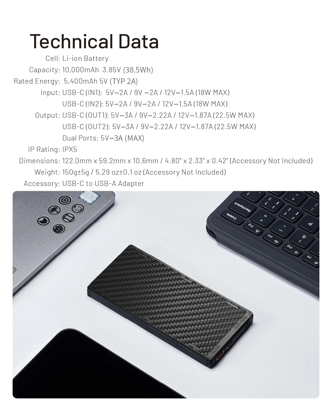 NITECORE NB10000 Gen4 NB20000 Gen3 Portable Mobile Power Bank 20000mAh Carbon Fiber PD/QC3.0 18W Fast Charge for iPhone Xiaomi