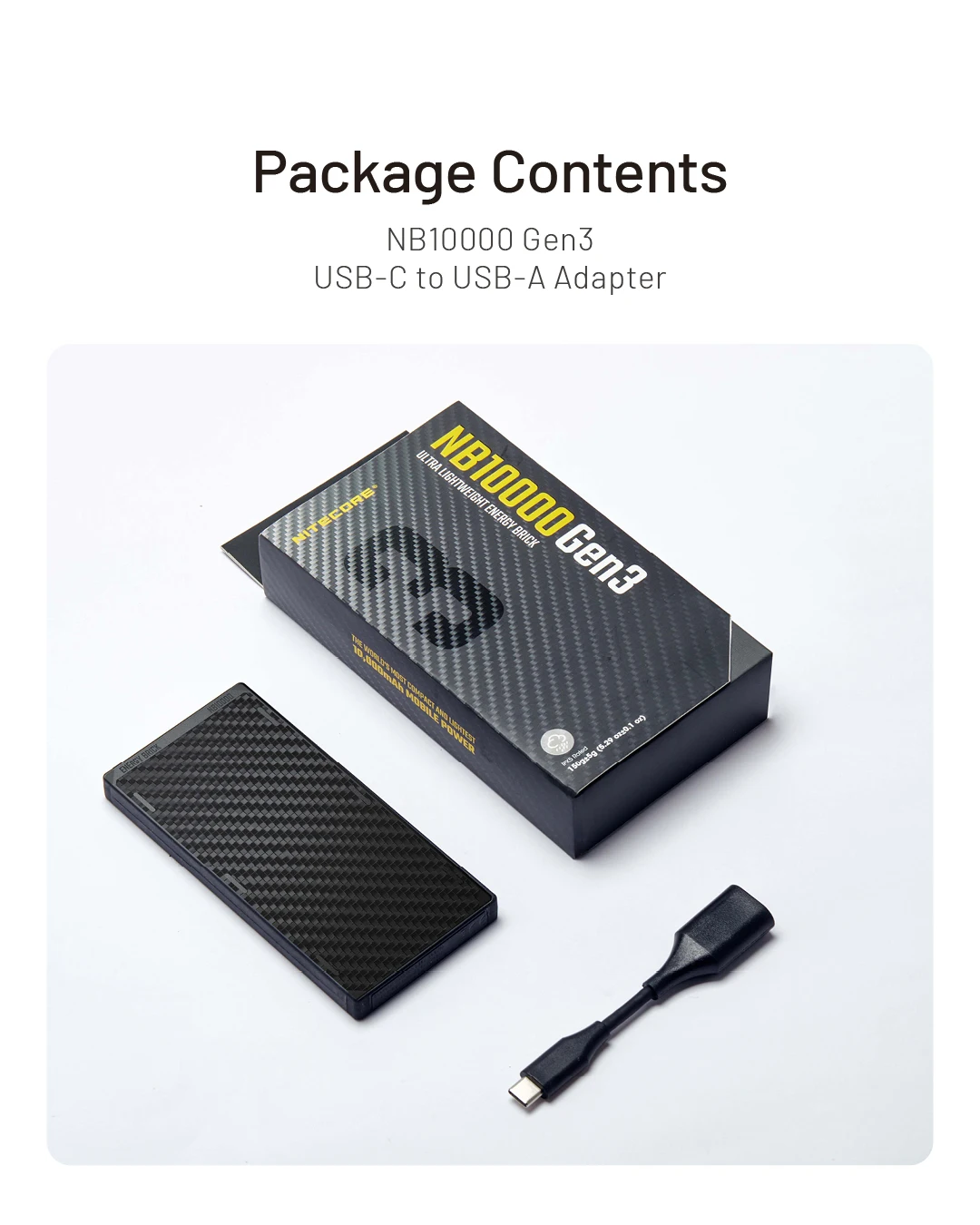 NITECORE NB10000 Gen4 NB20000 Gen3 Portable Mobile Power Bank 20000mAh Carbon Fiber PD/QC3.0 18W Fast Charge for iPhone Xiaomi