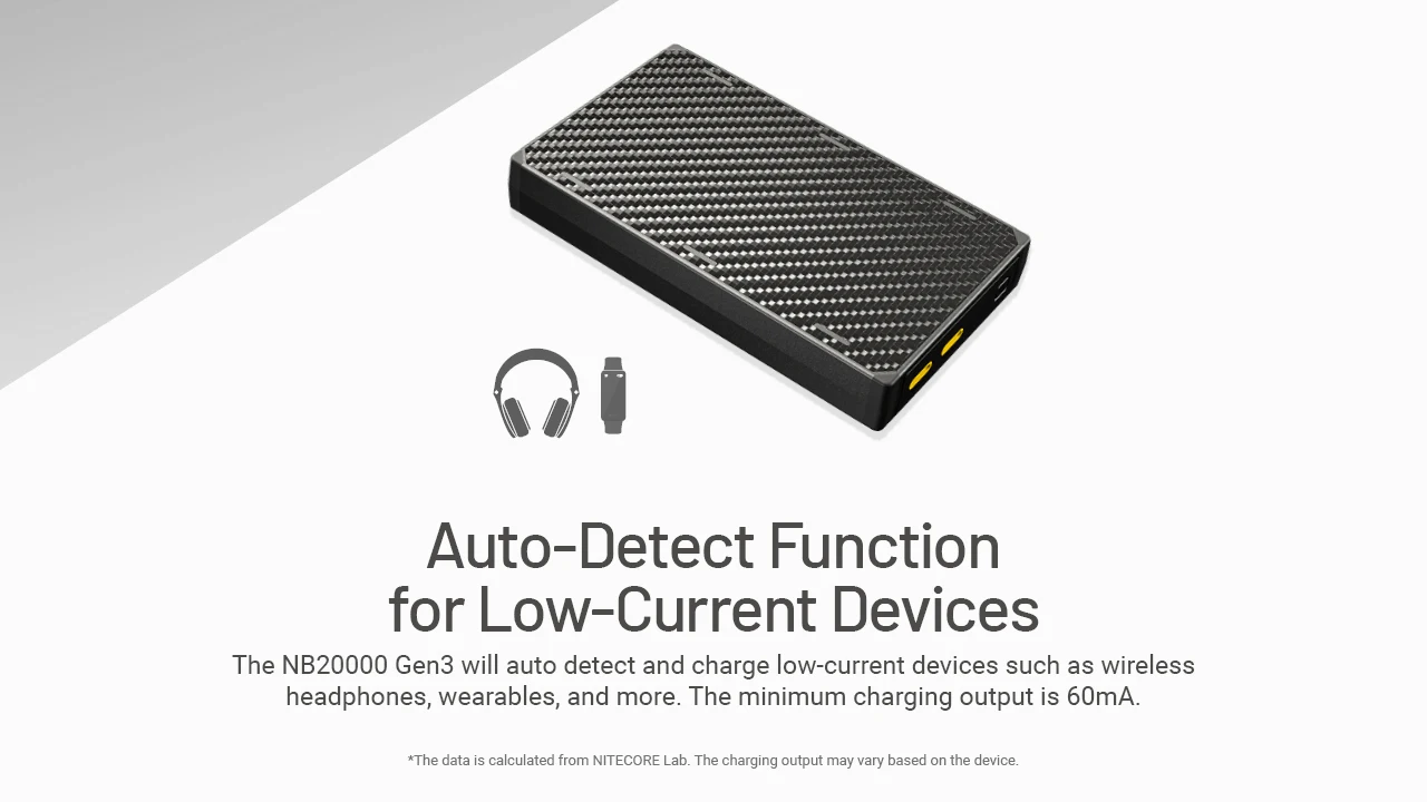 NITECORE NB10000 Gen4 NB20000 Gen3 Portable Mobile Power Bank 20000mAh Carbon Fiber PD/QC3.0 18W Fast Charge for iPhone Xiaomi