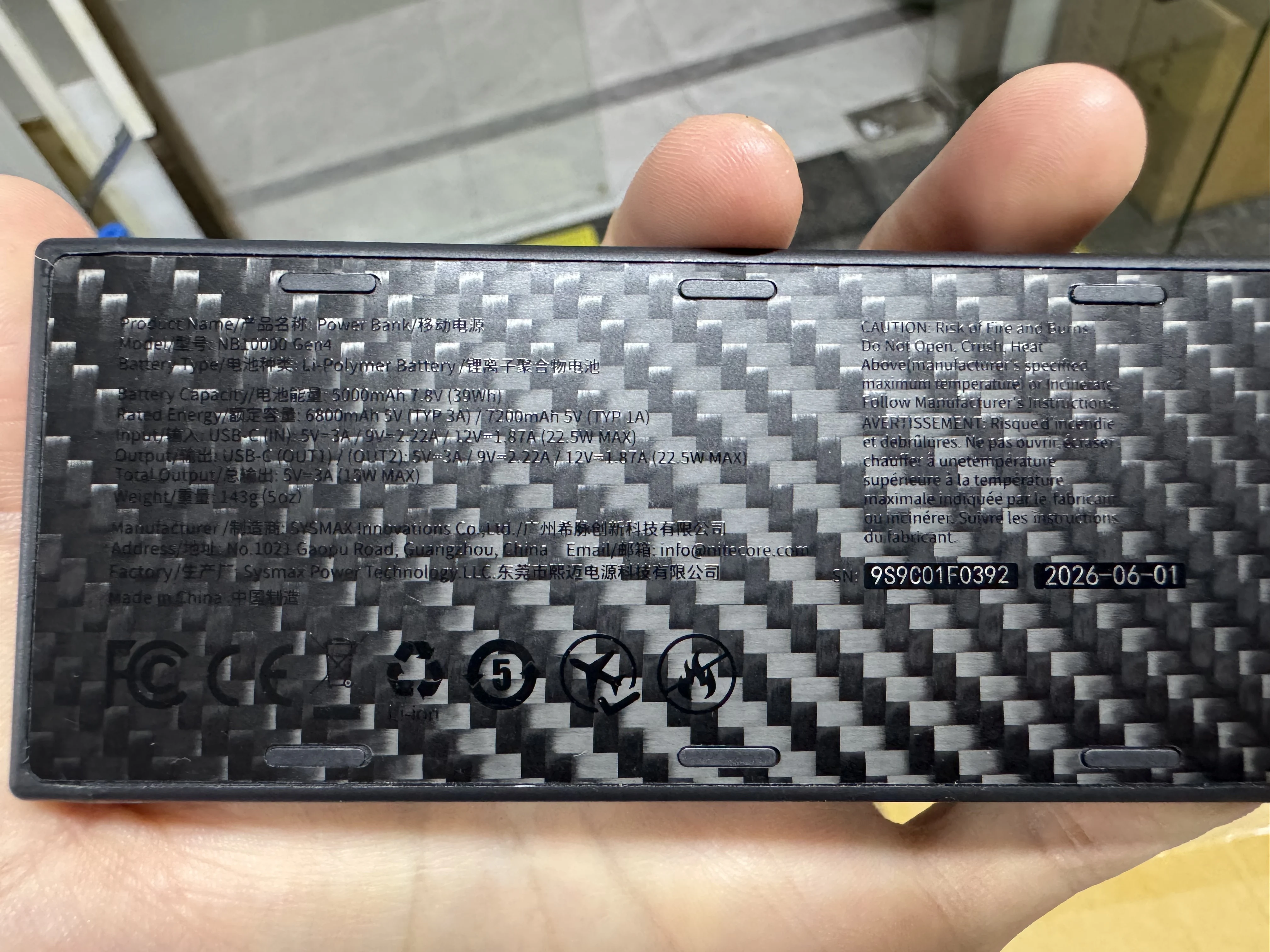 NITECORE NB10000 Gen4 NB20000 Gen3 Portable Mobile Power Bank 20000mAh Carbon Fiber PD/QC3.0 18W Fast Charge for iPhone Xiaomi
