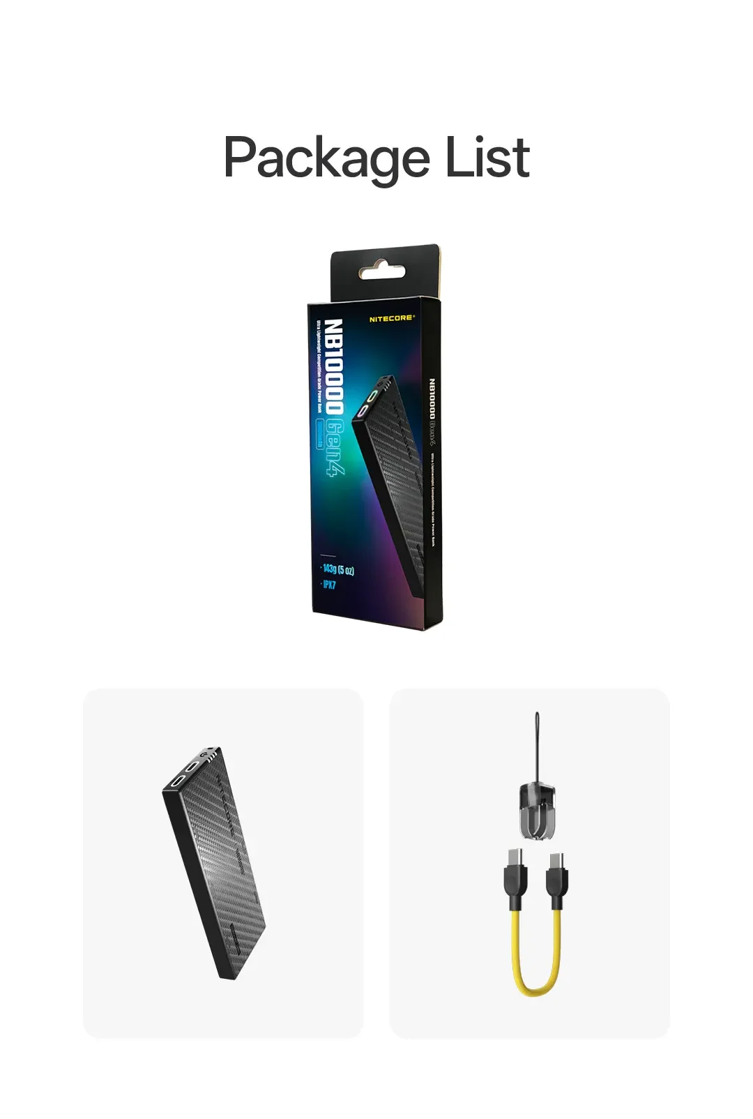 NITECORE NB10000 Gen4 NB20000 Gen3 Portable Mobile Power Bank 20000mAh Carbon Fiber PD/QC3.0 18W Fast Charge for iPhone Xiaomi