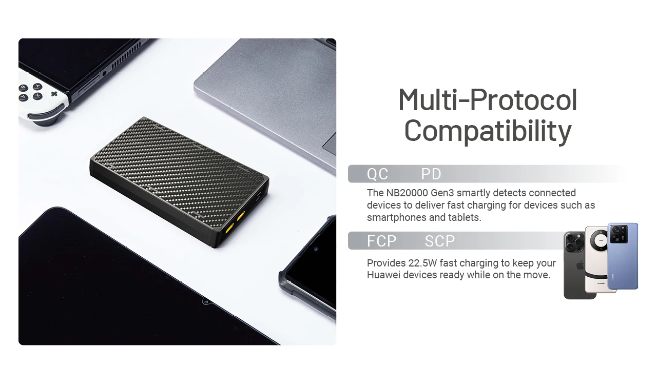 NITECORE NB10000 Gen4 NB20000 Gen3 Portable Mobile Power Bank 20000mAh Carbon Fiber PD/QC3.0 18W Fast Charge for iPhone Xiaomi