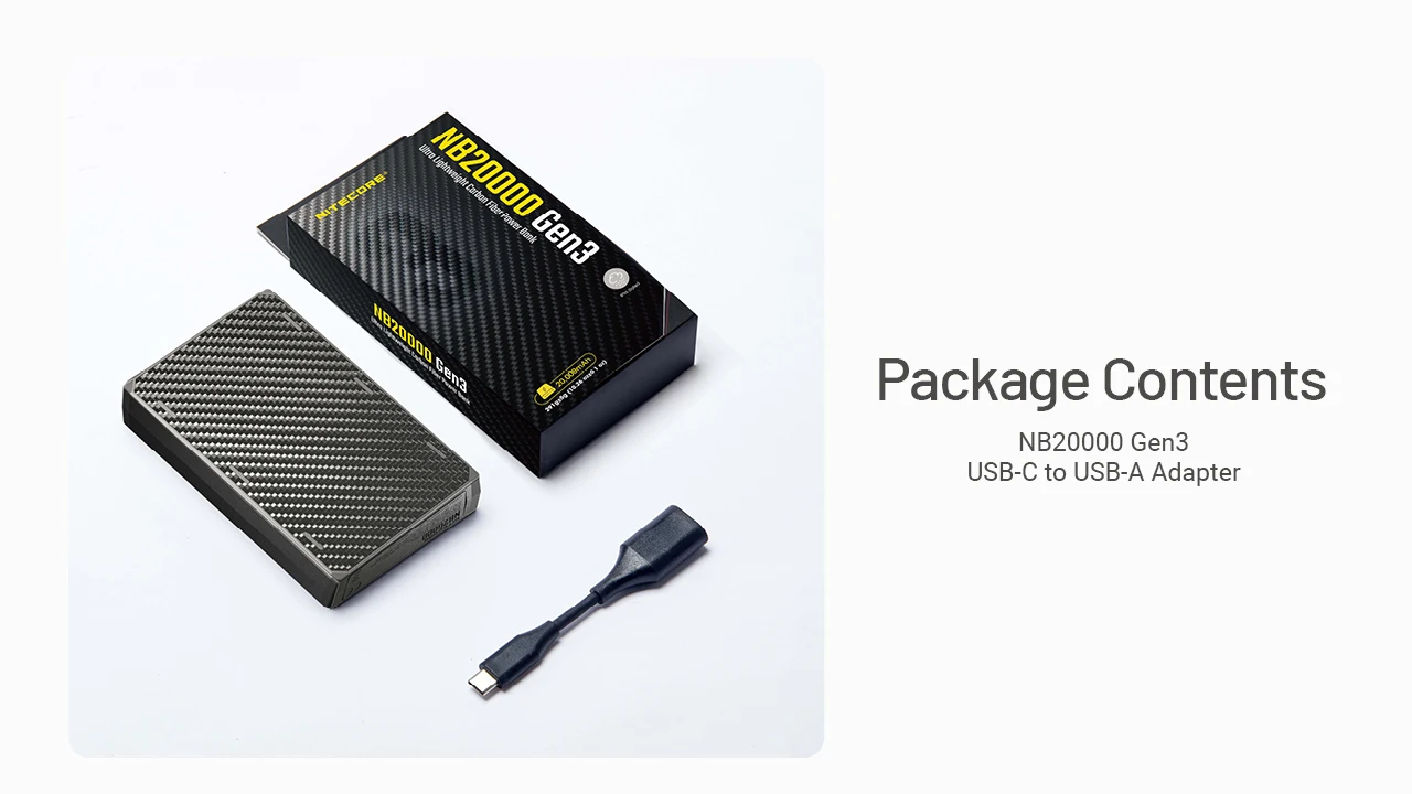 NITECORE NB10000 Gen4 NB20000 Gen3 Portable Mobile Power Bank 20000mAh Carbon Fiber PD/QC3.0 18W Fast Charge for iPhone Xiaomi