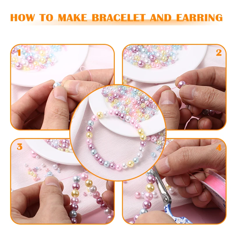 600-800Pcs Colorful ABS Garment Pearls Mix 3-8mm Round Beads With Holes DIY Bead For Hand Made