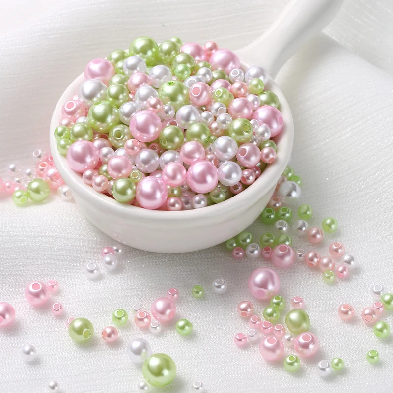 600-800Pcs Colorful ABS Garment Pearls Mix 3-8mm Round Beads With Holes DIY Bead For Hand Made
