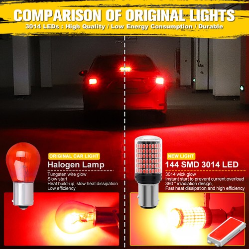 2x 1157 BAY15D LED Canbus 144 SMD Car Brake Reverse Lamp Tail Light Bulbs.