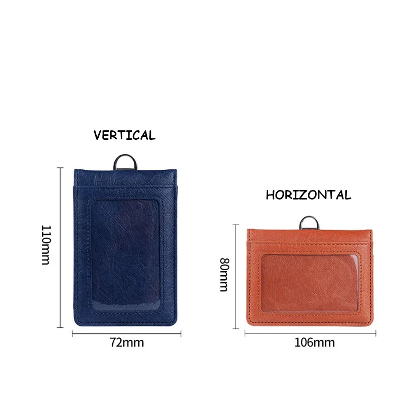 Office Luxury Multi-card Leather Man Business Credit ID Bank Card Holder Case For 5 Cards With Neck Lanyard