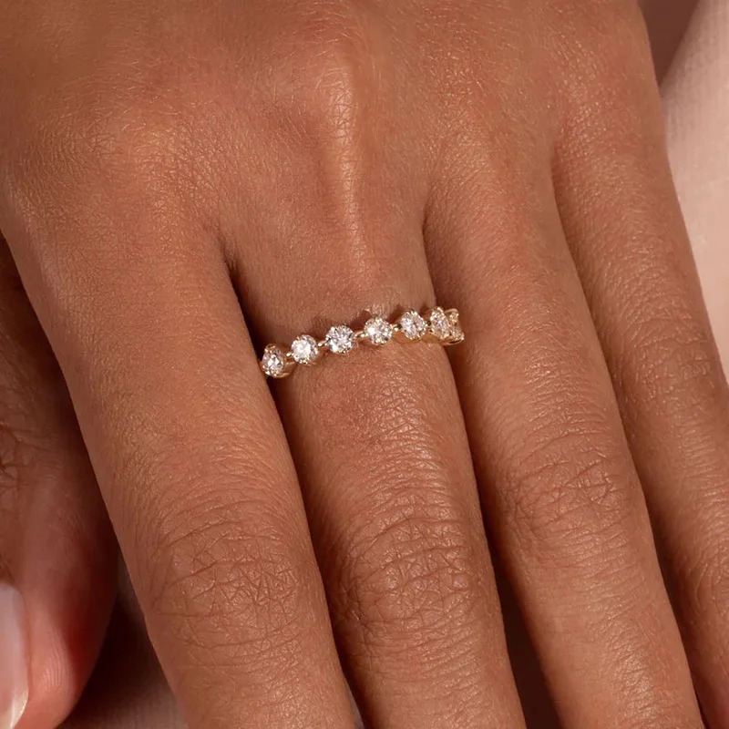 Minimalist Women's Ring Gold Color Geometry Cubic Zirconia Simple Stackaing Rings Finger Accessories Female Jewelry Gifts R018
