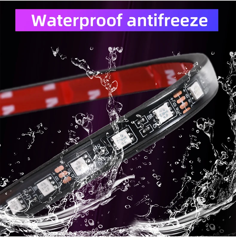 RGB APP LED Motorcycle Car Atmosphere Foot Light Remote Control Flexible Waterproof Sound Control 12V Moto Decorative Lamp Strip
