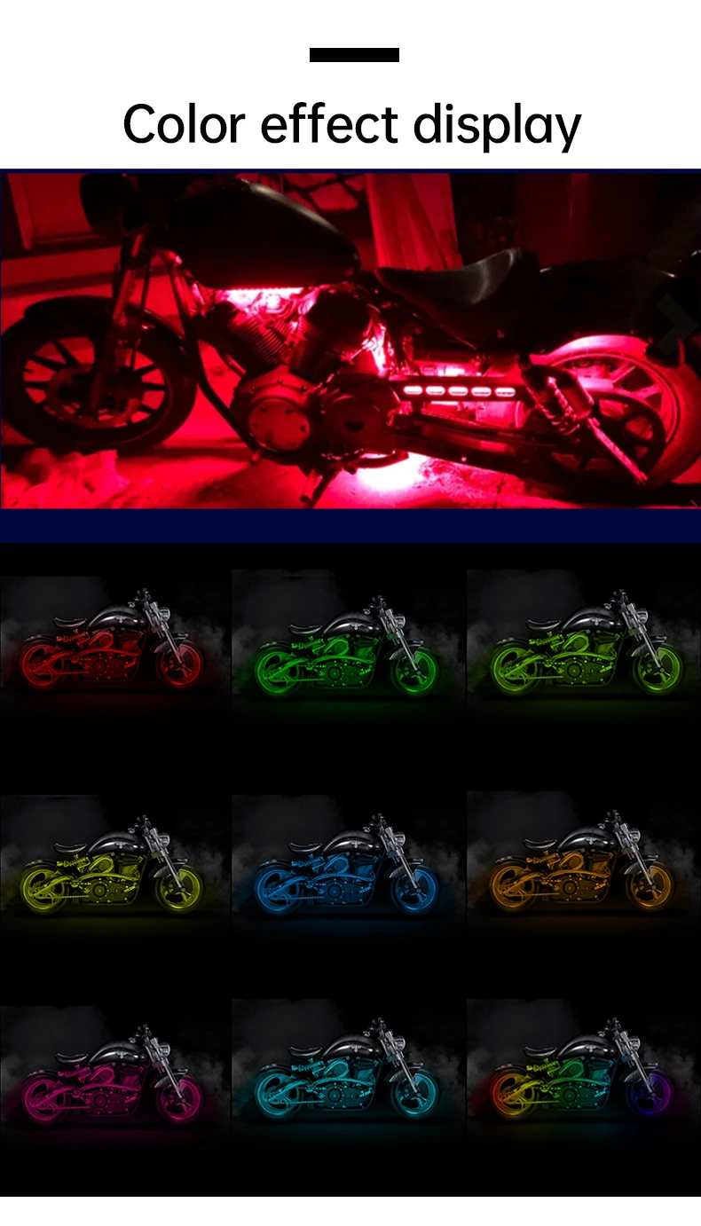 RGB APP LED Motorcycle Car Atmosphere Foot Light Remote Control Flexible Waterproof Sound Control 12V Moto Decorative Lamp Strip