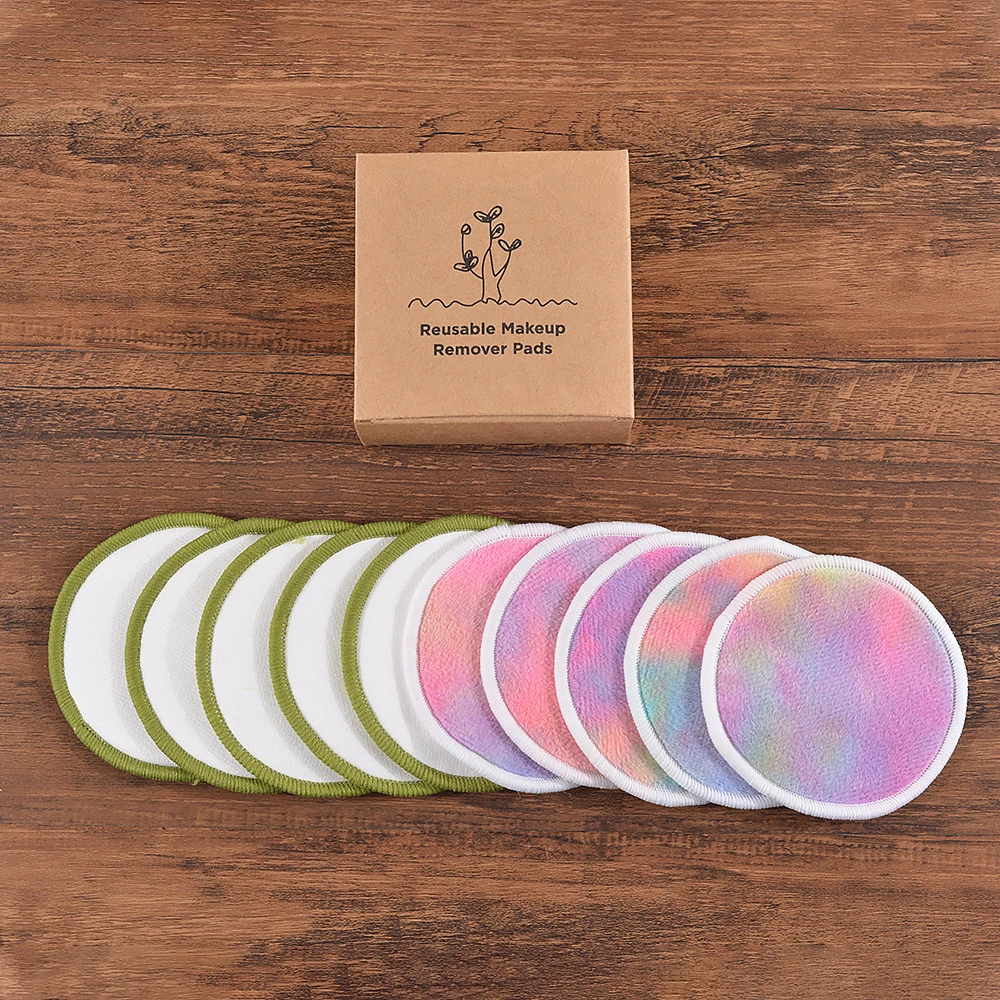 Cotton Demaquillant 10Pcs Bamboo Makeup Remover Reusable Cotton Pads Washable Rounds Clean Facial Cotton Reusable Makeup Tools