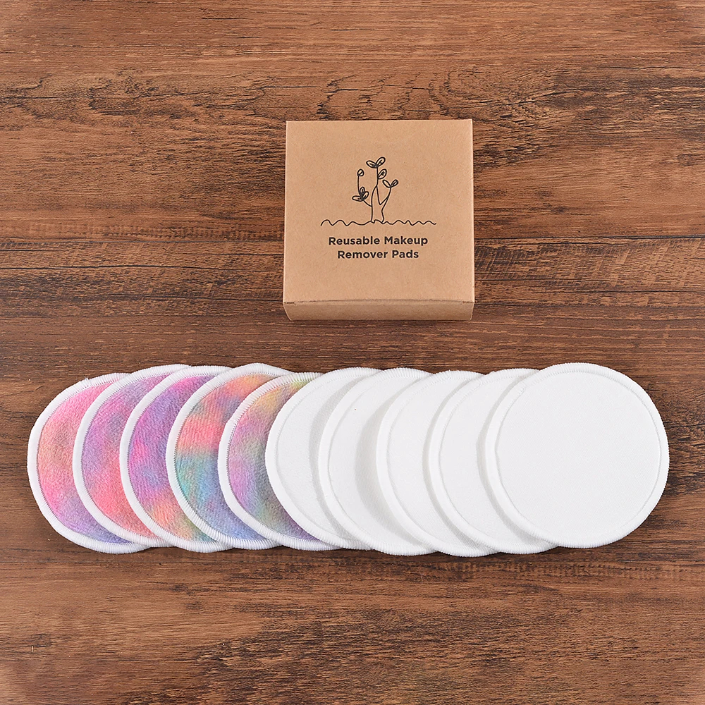 Cotton Demaquillant 10Pcs Bamboo Makeup Remover Reusable Cotton Pads Washable Rounds Clean Facial Cotton Reusable Makeup Tools
