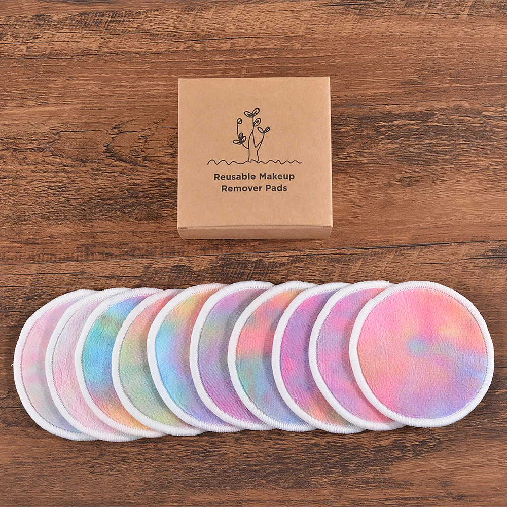 Cotton Demaquillant 10Pcs Bamboo Makeup Remover Reusable Cotton Pads Washable Rounds Clean Facial Cotton Reusable Makeup Tools