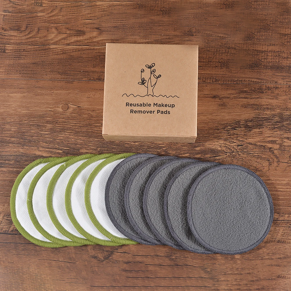 Cotton Demaquillant 10Pcs Bamboo Makeup Remover Reusable Cotton Pads Washable Rounds Clean Facial Cotton Reusable Makeup Tools