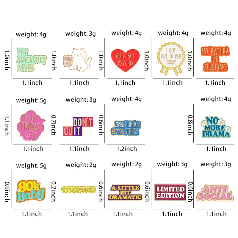 Cute But Psycho Enamel Pin 80s Baby No More Drama Is It Friday Yet Stu(Dying) Brooches Collar Badge Fun Quotes Jewelry Gift