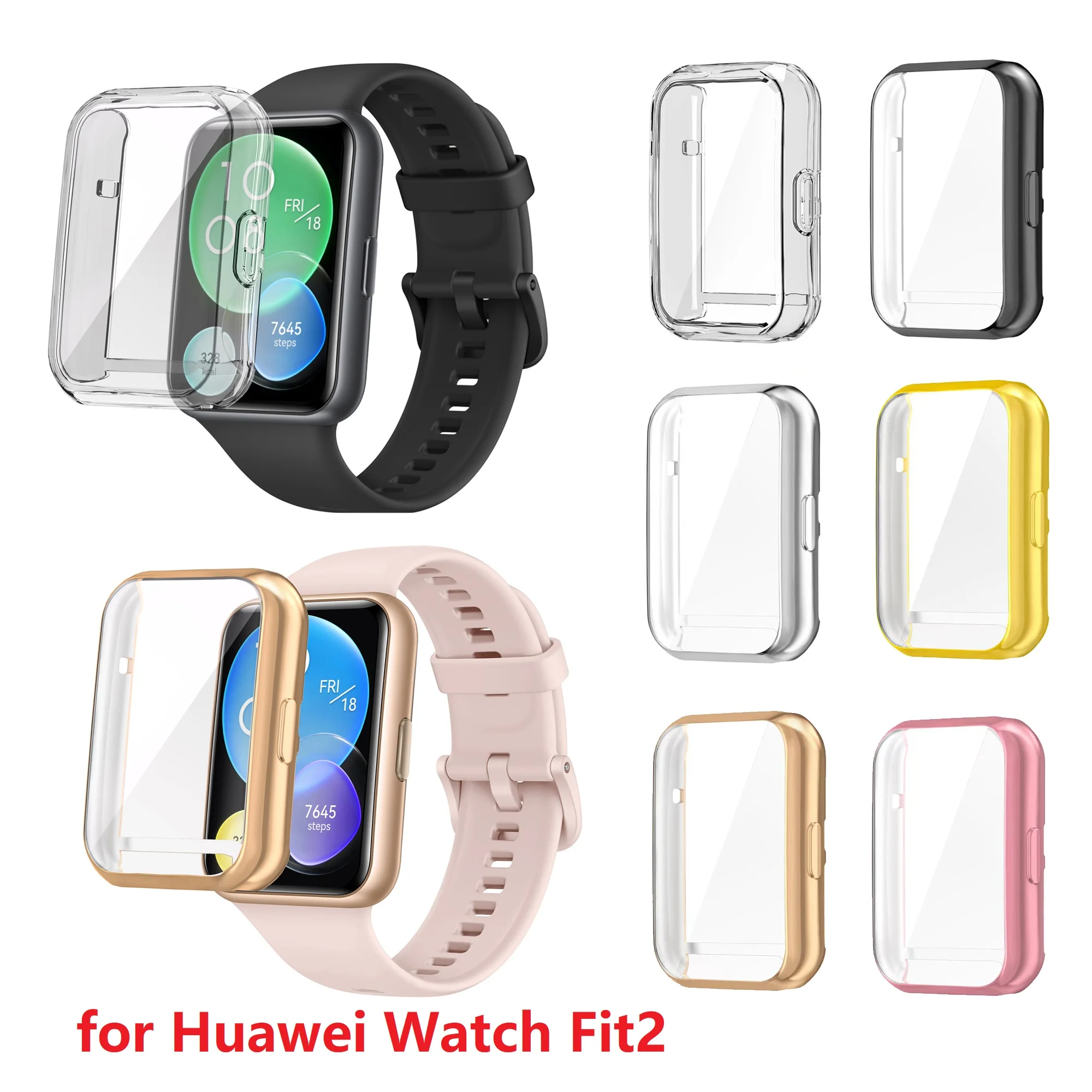 TPU Case Cover for Huawei Watch Fit/Fit2/Fit3/Fit New/Fit SE Special Edition Soft Screen Protector All-Around Anti-scratch