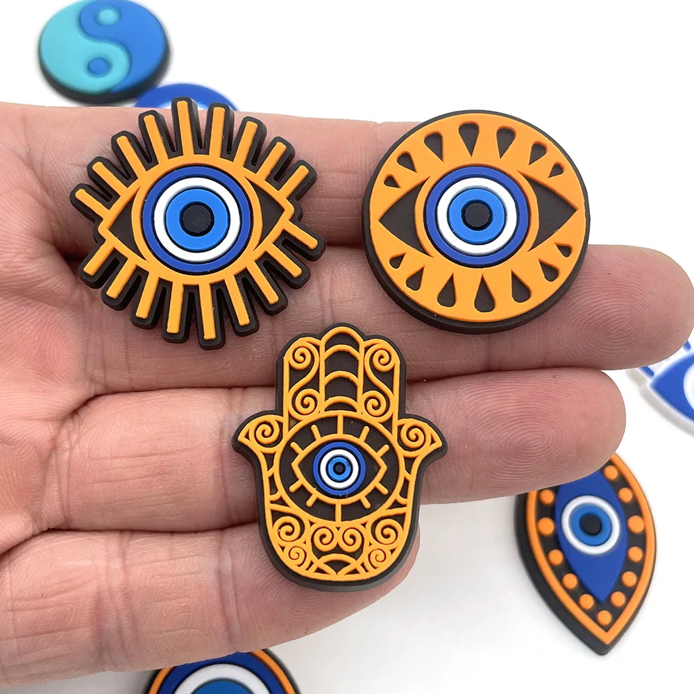 Evil Eyes Shoe Charms for Crocs Accessories Women Clogs Pins Men Badges Kids Sandals Jeans Boy Girls Decorations Buckle Shoes