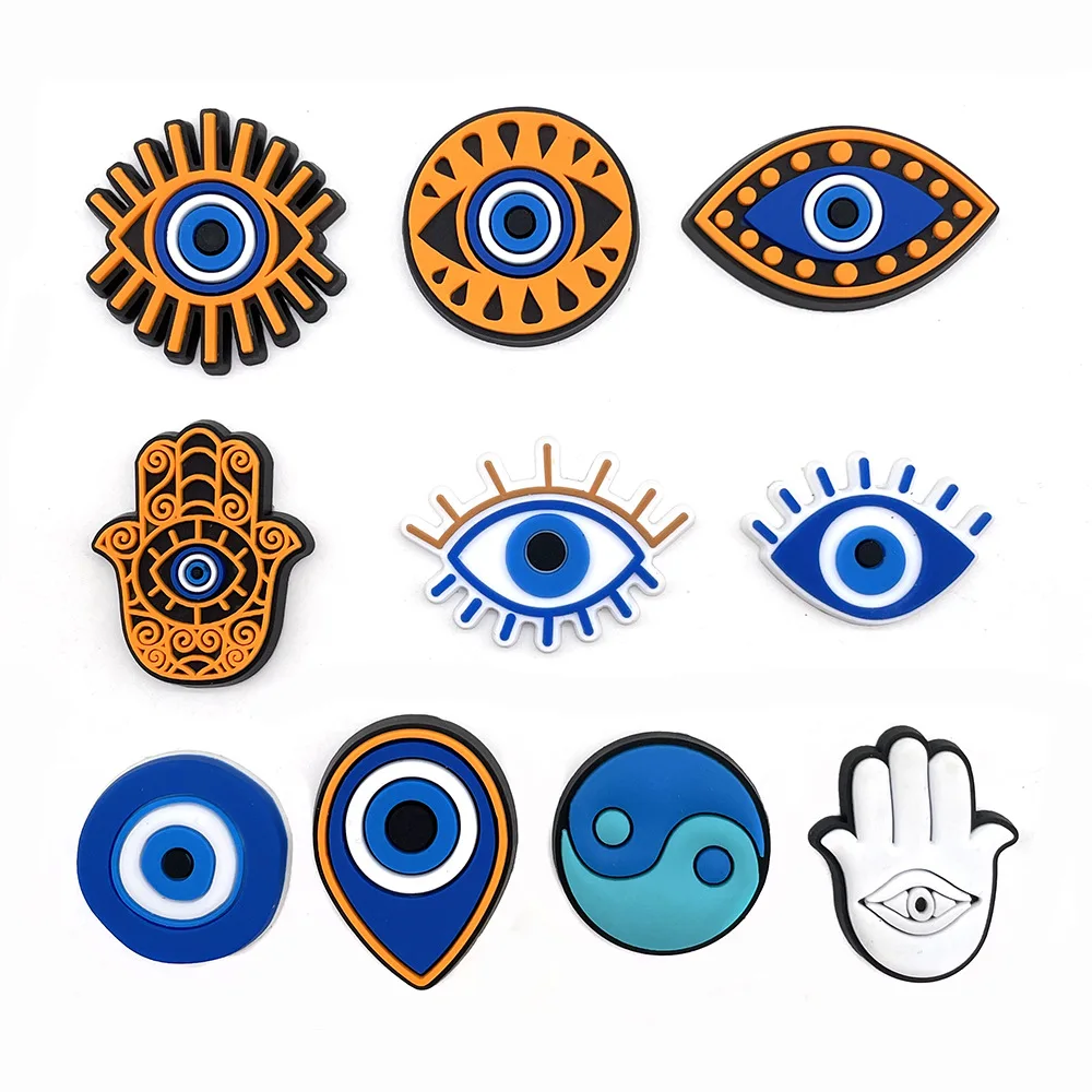 Evil Eyes Shoe Charms for Crocs Accessories Women Clogs Pins Men Badges Kids Sandals Jeans Boy Girls Decorations Buckle Shoes