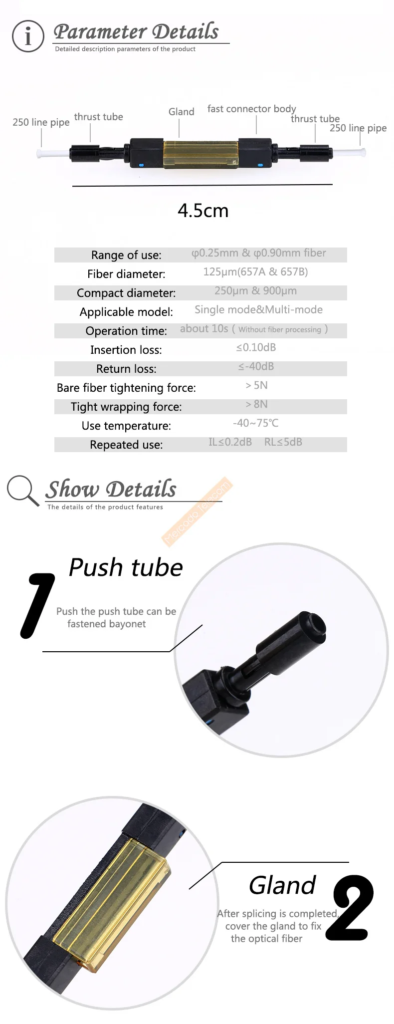 Brand New L925B Fiber Optic Quick Connector Optical Fiber Mechanical Splice for Drop Cable cold connector