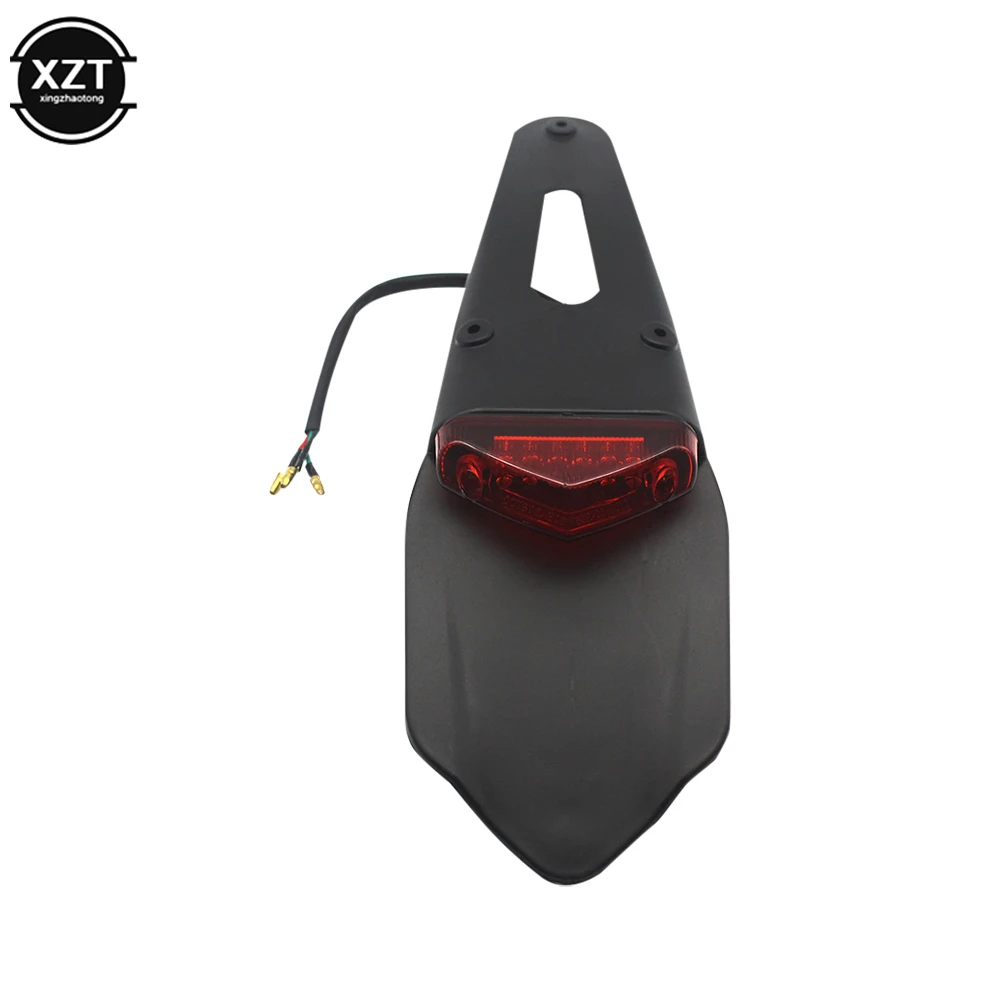 Motorcycle Rear Fender License Plate Bracket Holder with 12V LED Taillight Brake Lamp Universal for Enduro Off-Road Bike