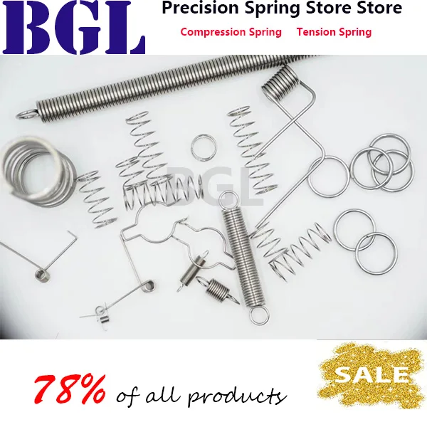 5pcs/Lot 1.2mm Stainless Steel Tension Spring with O hook extension spring free lengh 30-120mm