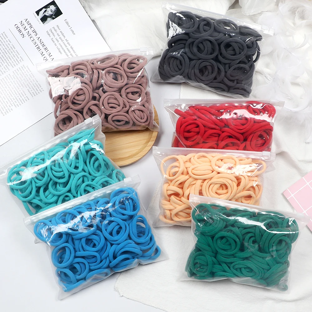 50Pc/Lot Girl Colorful Nylon Elastic Hair Bands Women Basic Rubber Band Headband Scrunchie Kids Ponytail Holder Hair Accessories