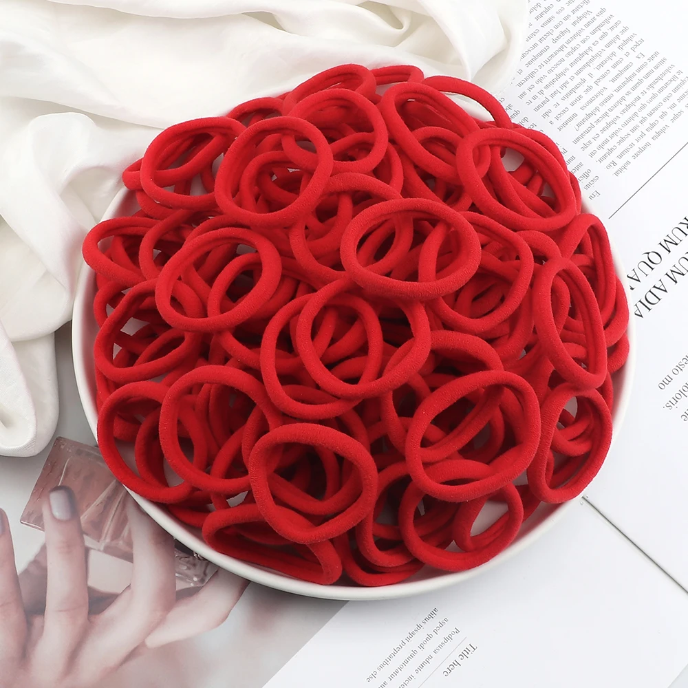 50Pc/Lot Girl Colorful Nylon Elastic Hair Bands Women Basic Rubber Band Headband Scrunchie Kids Ponytail Holder Hair Accessories