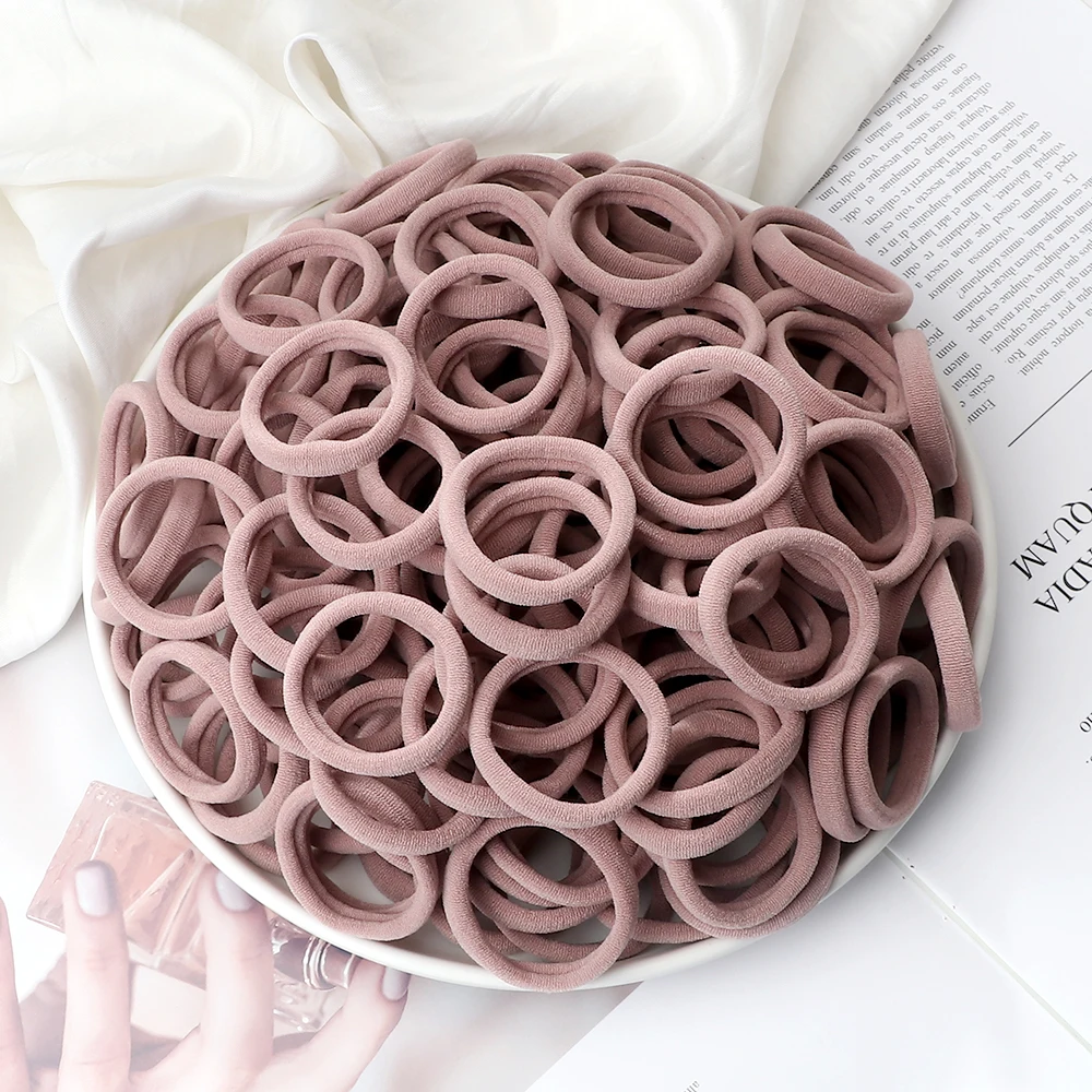 50Pc/Lot Girl Colorful Nylon Elastic Hair Bands Women Basic Rubber Band Headband Scrunchie Kids Ponytail Holder Hair Accessories