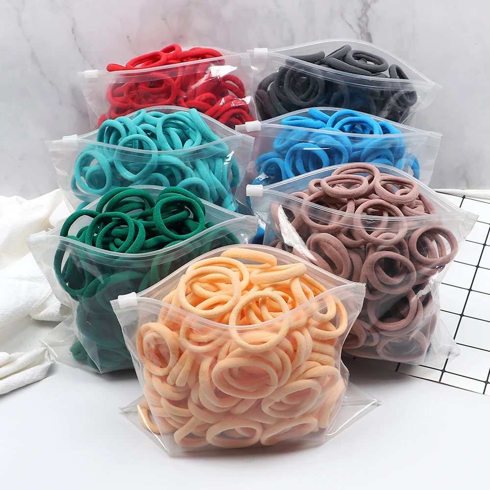 50Pc/Lot Girl Colorful Nylon Elastic Hair Bands Women Basic Rubber Band Headband Scrunchie Kids Ponytail Holder Hair Accessories
