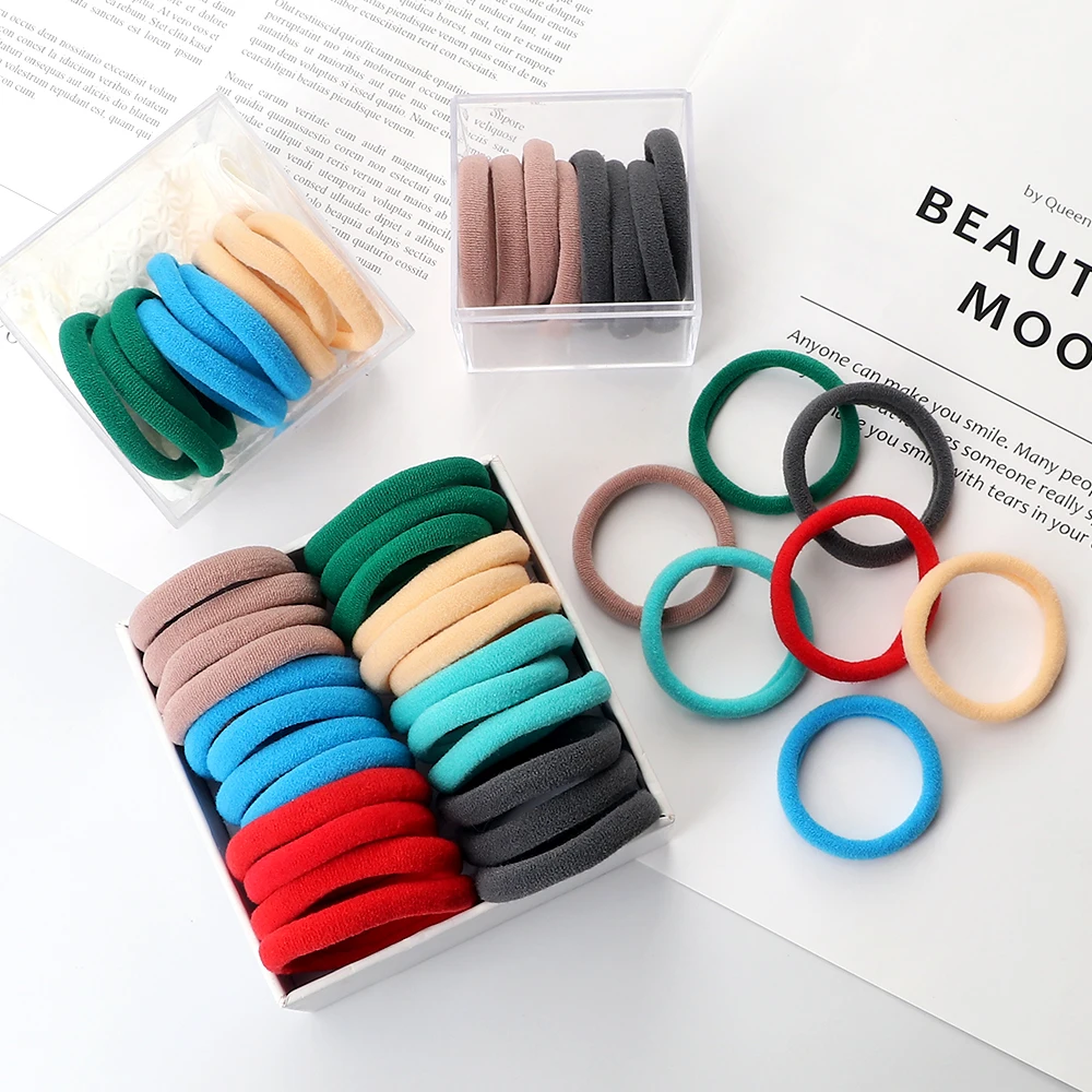 50Pc/Lot Girl Colorful Nylon Elastic Hair Bands Women Basic Rubber Band Headband Scrunchie Kids Ponytail Holder Hair Accessories