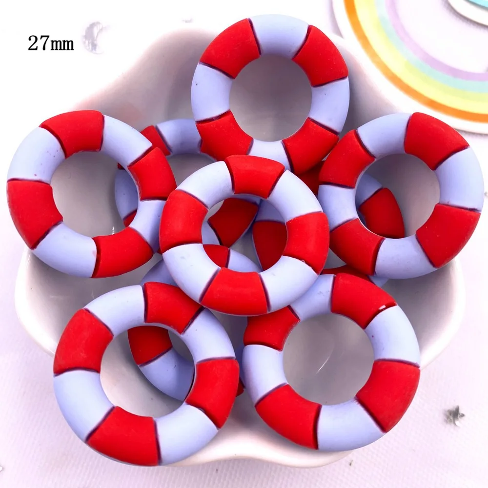 Resin Kawaii Colorful Cartoon Tower Ship Swimming Circle Cat Flatback Stone Sandy Beach Figurine 10PCS Scrapbook DIY Decor Craft