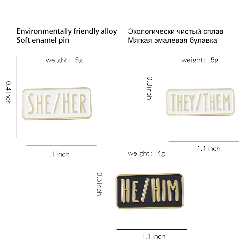 My Pronouns Enamel Pins Cats Butterfly He Him She Her They Them Brooches Lapel Metal Badges Fashion Jewelry Gifts Drop Shipping