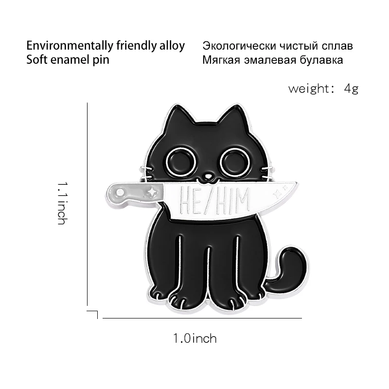 My Pronouns Enamel Pins Cats Butterfly He Him She Her They Them Brooches Lapel Metal Badges Fashion Jewelry Gifts Drop Shipping