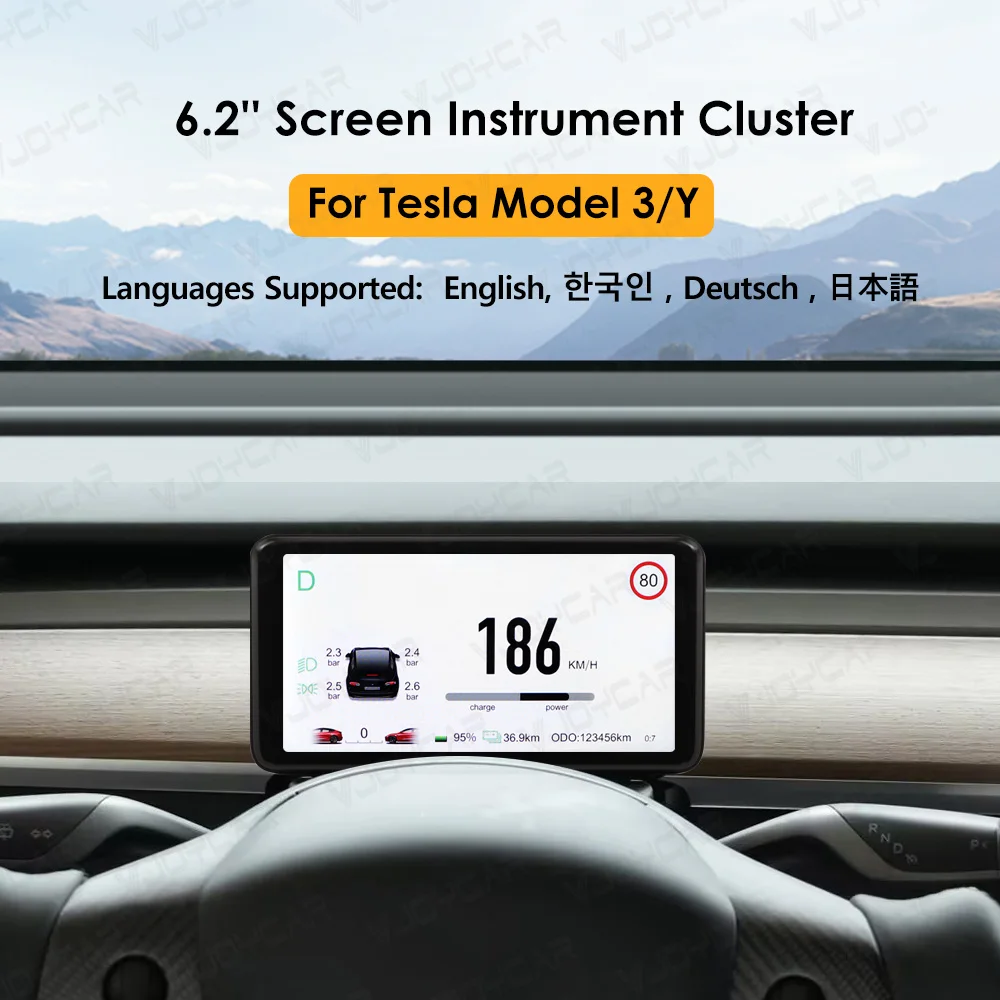 Vjoycar 6.2'' Inch Dashboard Cluster Instrument Model 3 Y HUD Screen HD LCD Speedometer For Tesla Modification Car Accessories