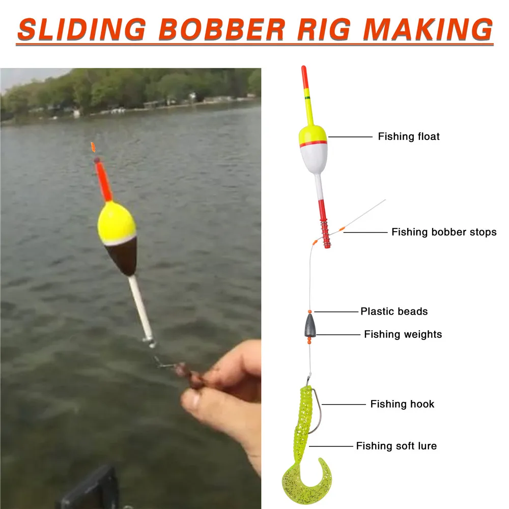 150PCS Bobber Stops Slip Bobber Stop Bobber Stoppers for Fishing Line with Fishing Beads Saltwater/freshwater fishing tackle