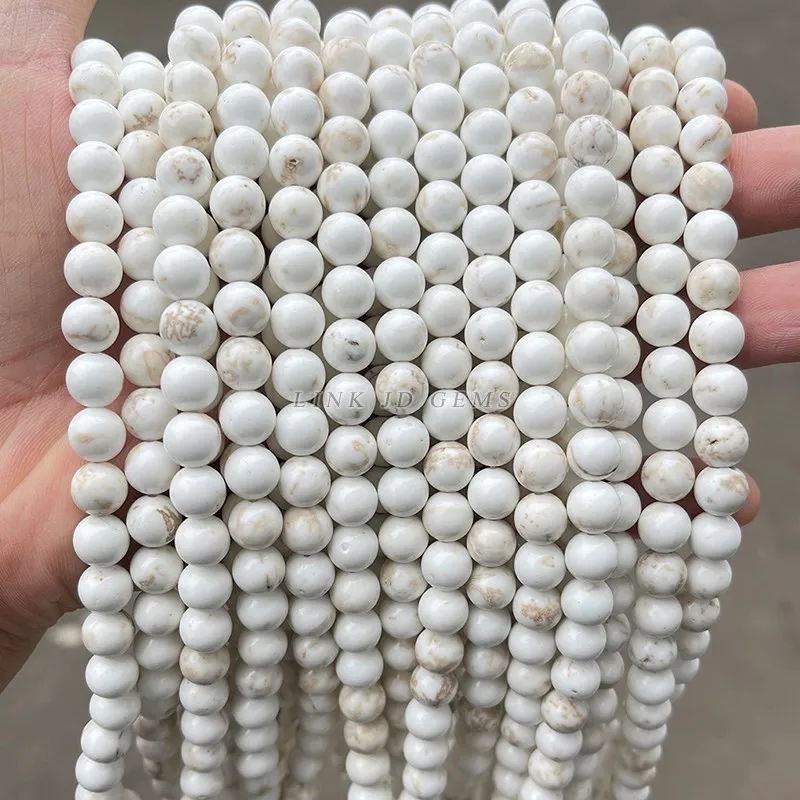 Natural Magnesite Stone Bead Smooth Round Loose Spacer Beads For Jewelry Making DIY Bracelet Necklace Handmade Strand 15''