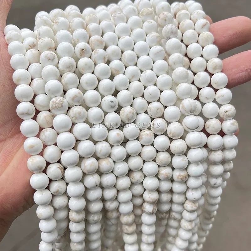 Natural Magnesite Stone Bead Smooth Round Loose Spacer Beads For Jewelry Making DIY Bracelet Necklace Handmade Strand 15''